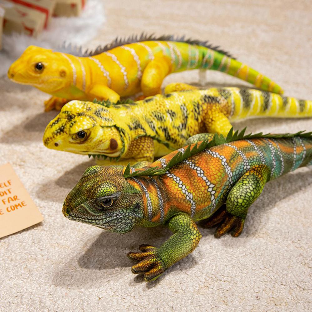 Practical Home Decor Unisex Green Hot 50Cm Kawaii Lifelike Yellow Lizard Figurine Model Cute Reptile Lizard Plush Toys Simulation Animal Stuffed Doll Gifts