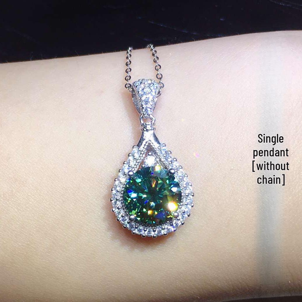 

Ожерелье с подвеской из 3-каратного сине-зеленого муассанита с восемью сердцами и стрелами, покрытие PT950, цепочка на ключицу для женщин