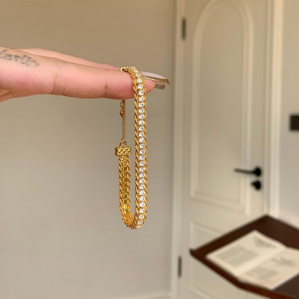 Minimalist Gold Silver Zircon Style Hand Chain For Women Zircon Embellished Elegant Jewelry золотой