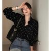 Women Polka Dot Printed Blouse Long Sleeve Loose Turn Down Collar Ladies Shirts