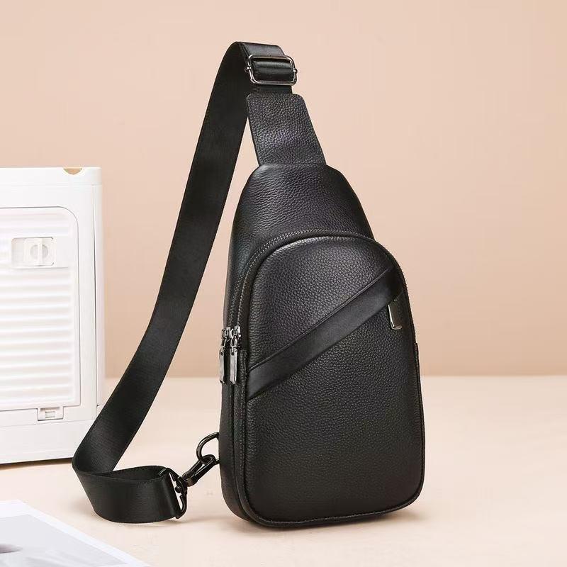 

Men s Genuine Leather Crossbody Shoulder Bag - Korean Style Trendy Fashion, Chest Bag Business Top Layer Cowhide чёрный