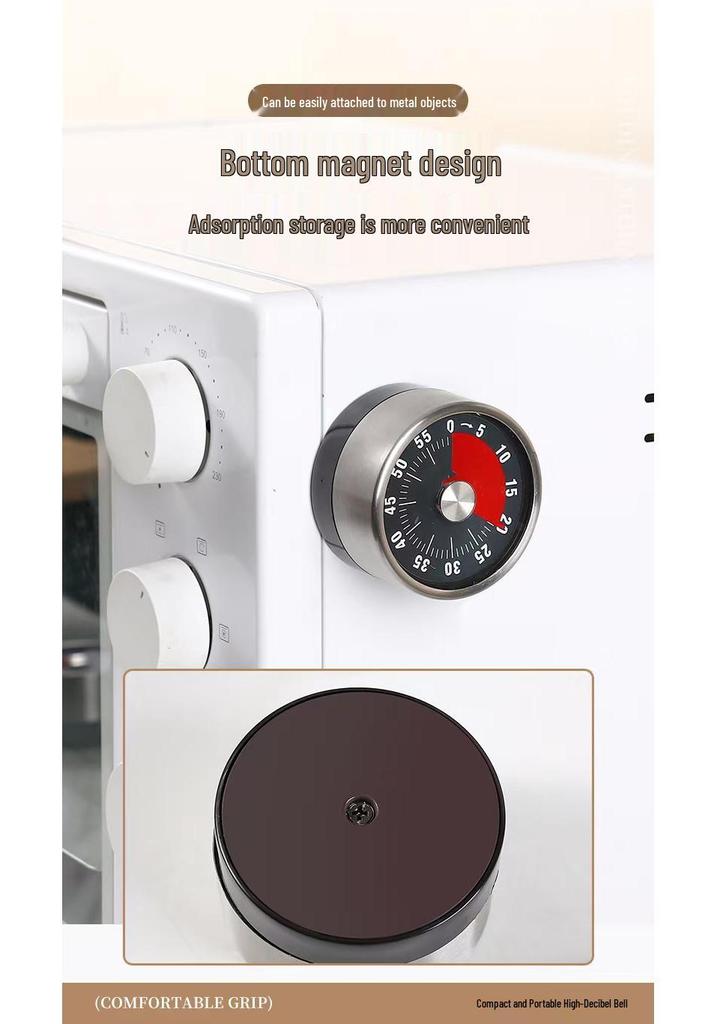 Stainless Steel Magnetic Kitchen Timer for Cooking and Study