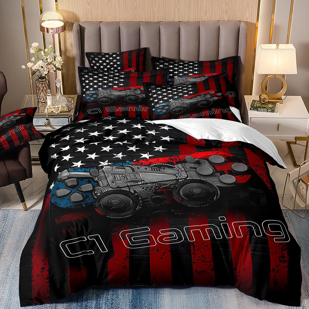 3D Game Player Bedding Set, Gamer Teens Down Duvet Cover Pillowcase 2/3pc Game Controller Luxury Home Textile Duvet Cover Set Gift