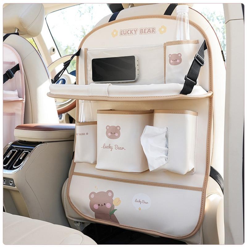 Cute Tulip Bear Rabbit Multi Functional Car Seat Back Hanging Storage Organizer Bag