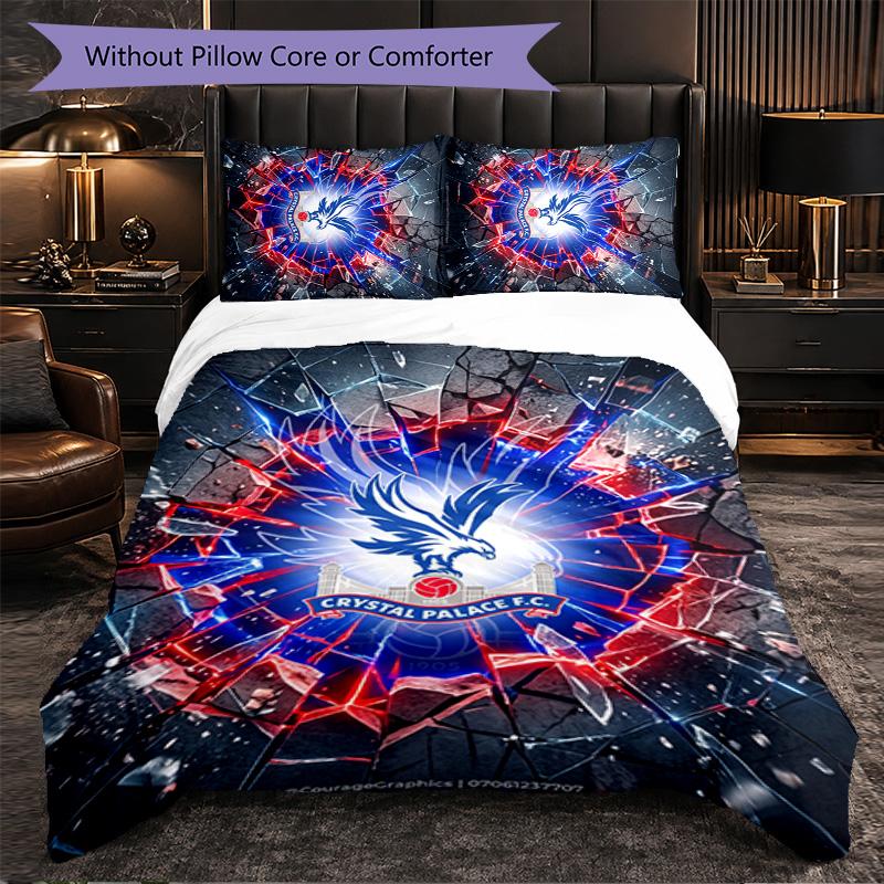 Set Biancheria da Letto Calcio Crystal Palace 3 Pezzi Morbido Copripiumino con Federe Set Decorazione Camera da Letto per la Casa