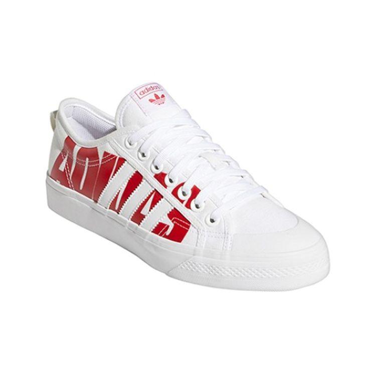 Adidas Originals Nizza Trefoil Casual Slip-Resistant Lightweight Low-Top Skate Shoes Women Sneakers White Red FX8345