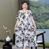 Summer mother cotton and silk over the knee skirt loose large size fat man dress thin middle-aged man wearing long dress