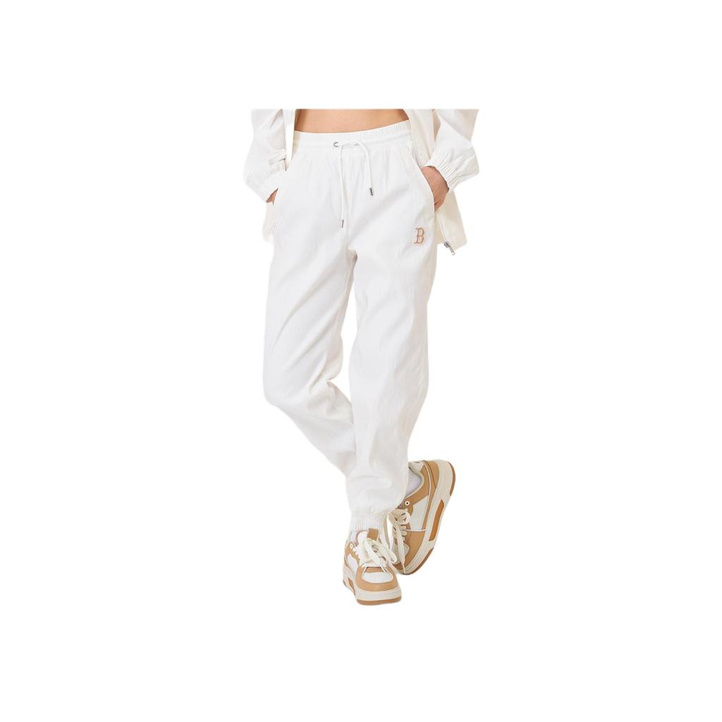 MLB Boston Red Sox Solid Color Casual Drawstring Mid-Waist Knit Joggers Unisex Bottoms Cream 3AWPM9141-WPM91