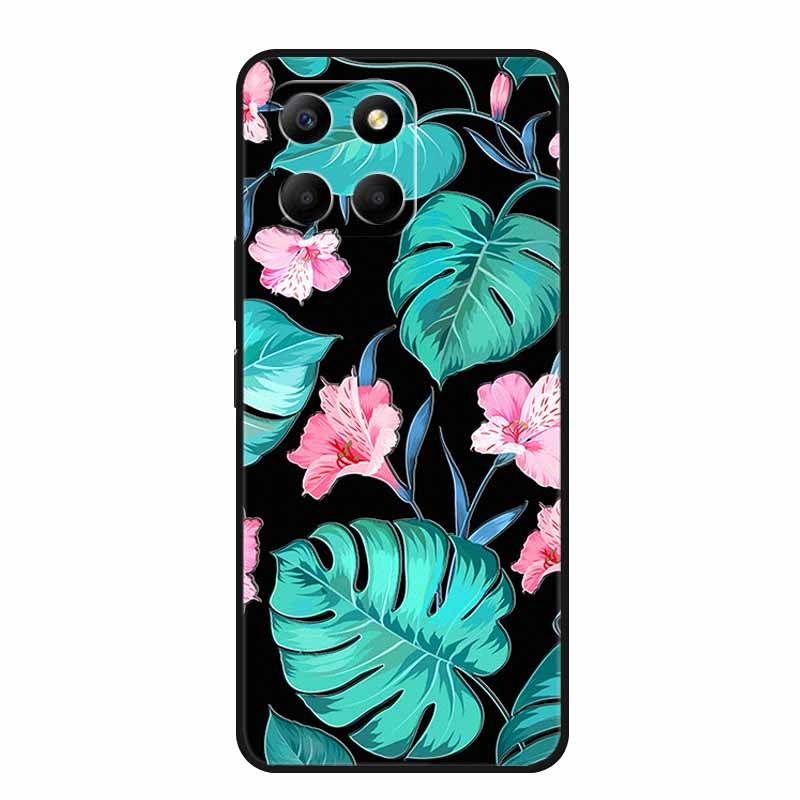 3D Emboss Case For Honor Play 9A 2024 X5b Plus X8C X6C 4G Phone Case 9 A X 8 6 C Coque Flowers Black Silicone Soft Back Cover