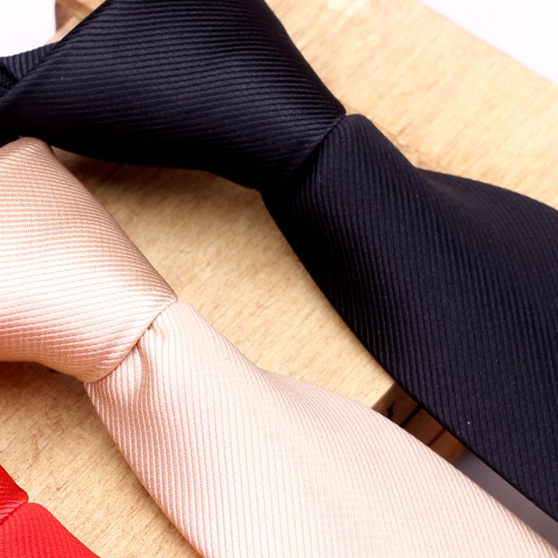 Narrow Tie No Knots Tooling Administrative Men'S And Women'S Plain Zipper Easy To Pull Red Lazy Tie Casual