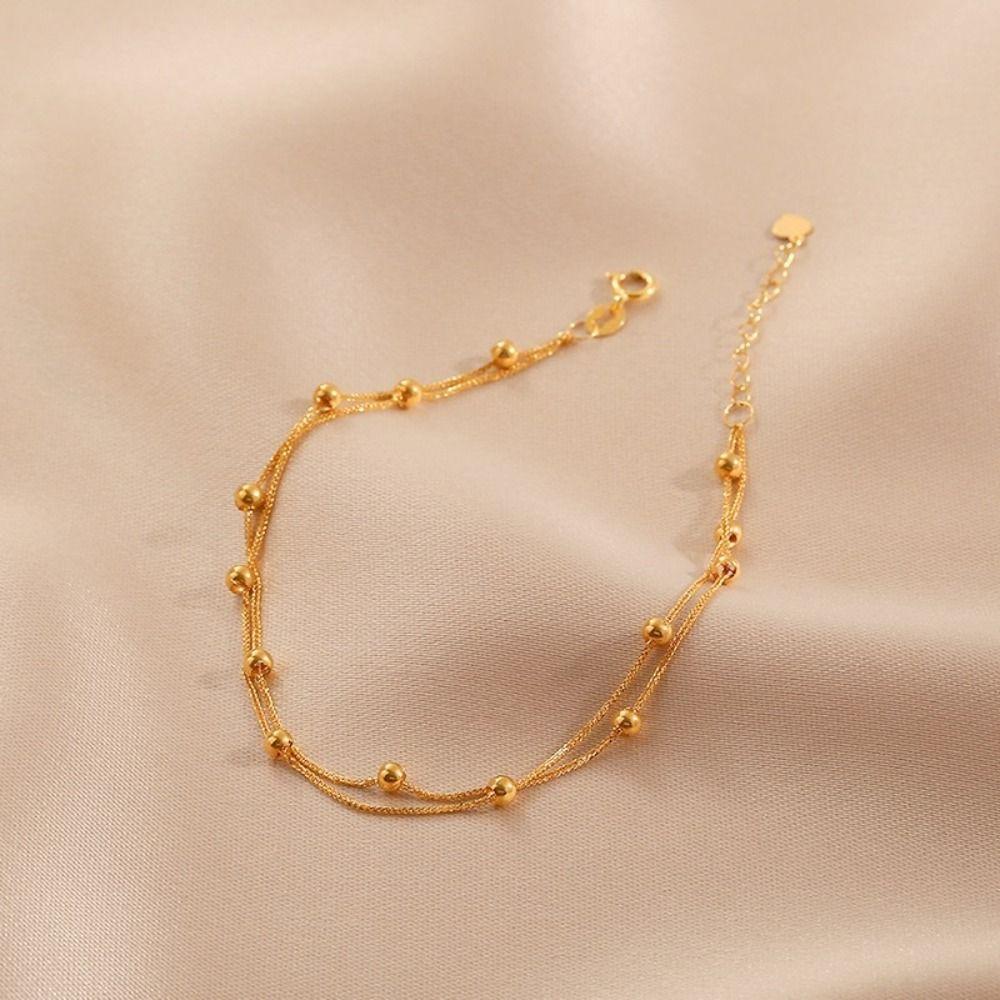 Titanium Steel Double-Layered Trending Anklet Bead  Simple   Ladies
