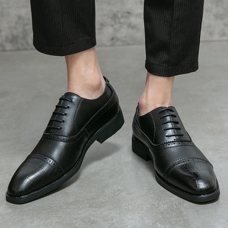 Men Dress Shoes Luxury Brand Business Leather Shoes for Mens Comfortable Pointed Social Shoe Male Sports Casual Footwear Oxford