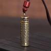 [HannaFires] Brass Tibetan Rotating Prayer Wheel Necklace with Six-Character Mantra, Amulet for Peace, Good Luck, and Feng Shui