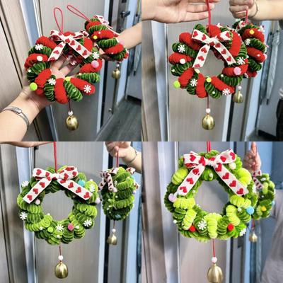 DIY Handgemachter Weihnachts-Türkranz Dekoration Hängende Ornamente Glockenanhänger Eltern-Kind Bastelmaterialbeutel Für Festliche Atmosphäre