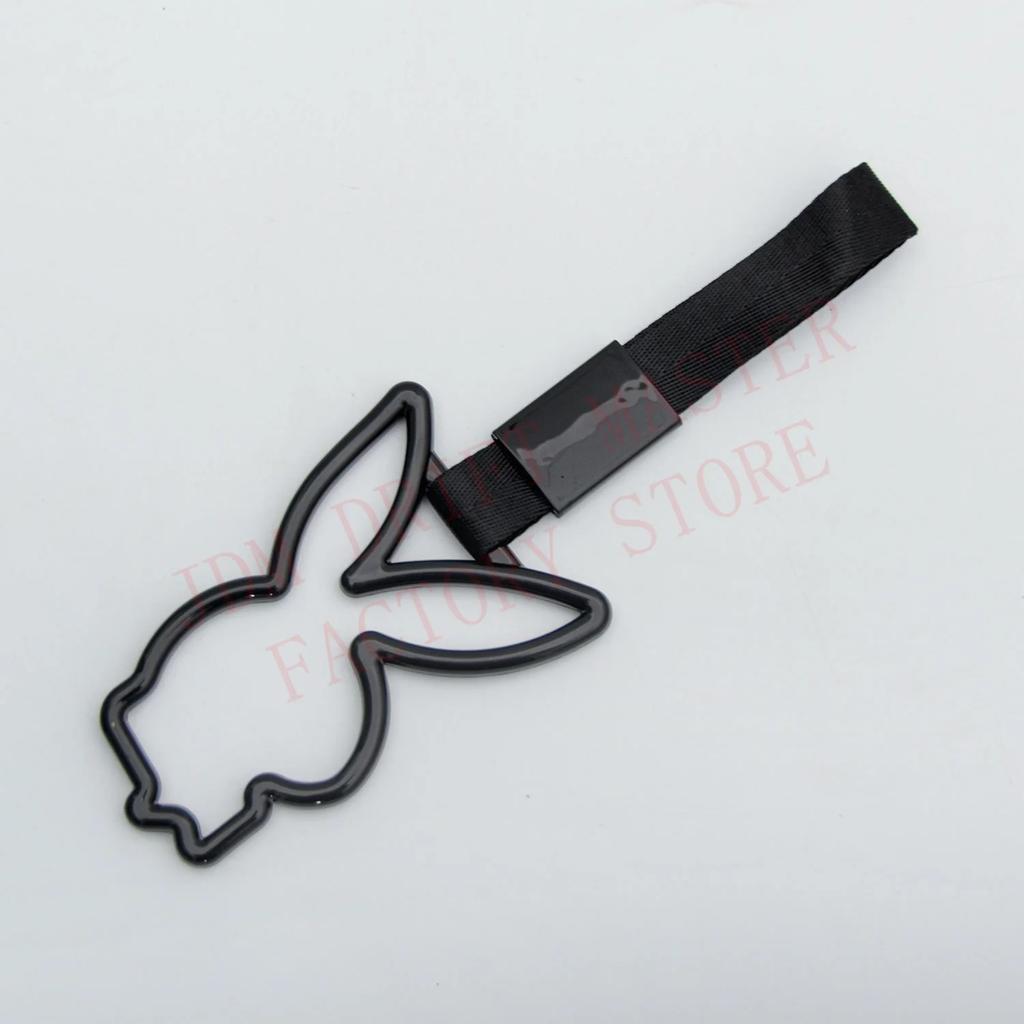 JDM Rabbit Racing Tsurikawa Ring Train Bus Handle Universal Drift Anime Car Modified Handle Nylon Strap For Car Warning