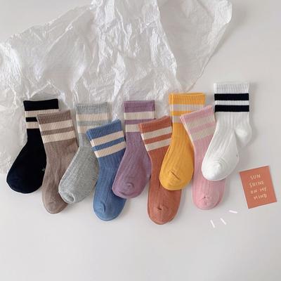 1 Paar Wadensocken für Kinder, Jungen, Mädchen, Socken, Frühling und Herbst, Baumwollsocken, einfarbig, gestreift, Wadensocken für Babysachen