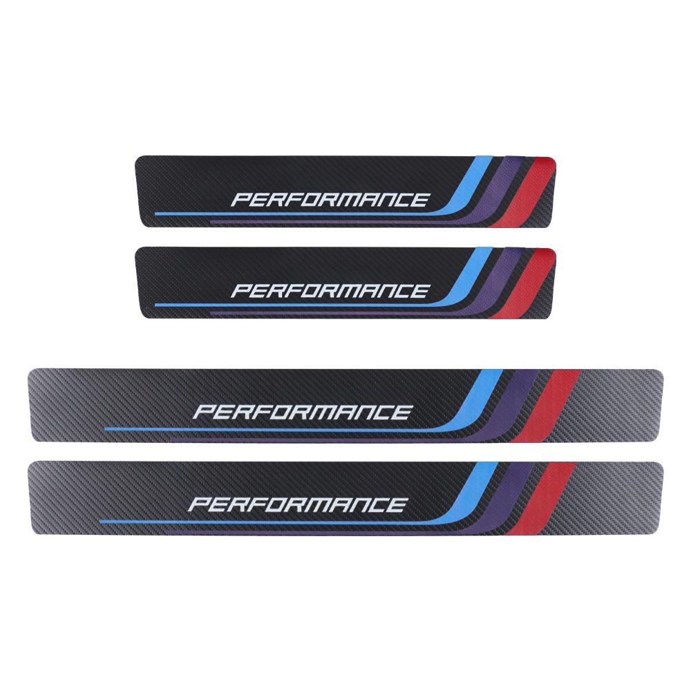 4pcs Carbon Fiber Sill Plate Stickers Guard Decals for Bmw Performance M 1 2 3 4 5 6 7 Series X1 X2 X3 X4 X5 X6 X7 Car Styling MRY7