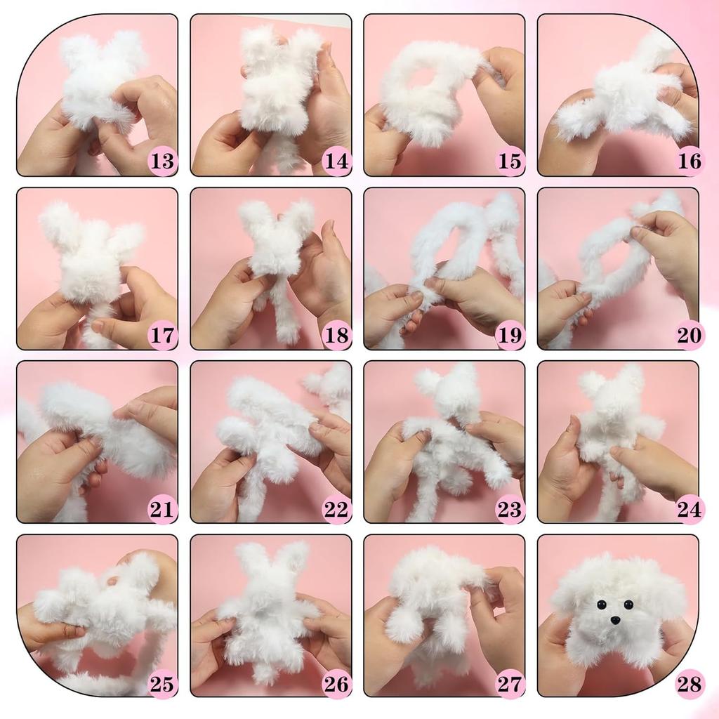 4pcs Thick Pipe Cleaners Beige White Large Chenille Stem for Crafts Long 39 Inch Sticks Craft Supplies for DIY Art Craft Project