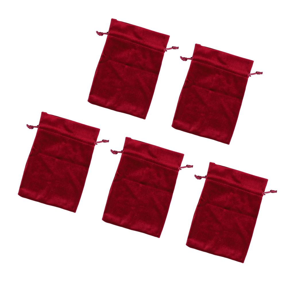 5PCS Velvet Gift Bag Multifunctional Soft Drawstring Dice Storage Bag for Jewelry Bracelet Red