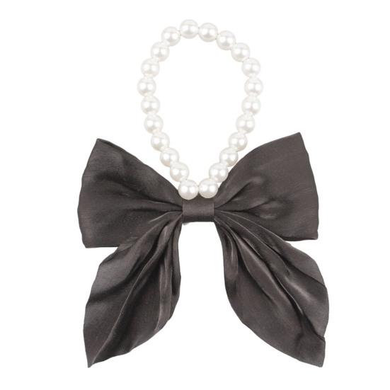 Pet Cat Dog Collar Lovely Red/Black Large Bow Collar Elastic Faux Pearl Necklace Pet Fashion Neck Decorative Accessories for Kitten Puppy
