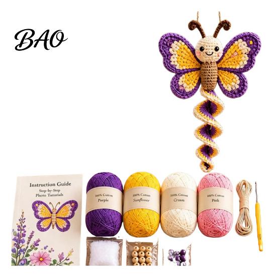 Decorative Spiral Wind Hangings Crochet Hanging Kit, DIY Garden Animal Craft Gifts for Adults Ornament Making Kit Adults, Handmade Door Decoration