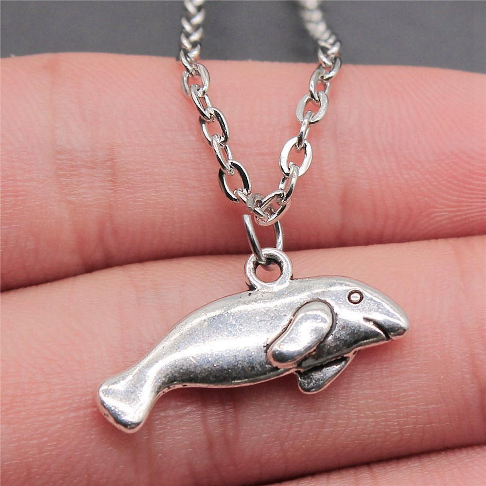 Mermaid Dolphin Ocean Life Pendant Antique Bronze Metal Men Collar Necklace Fashion Gift