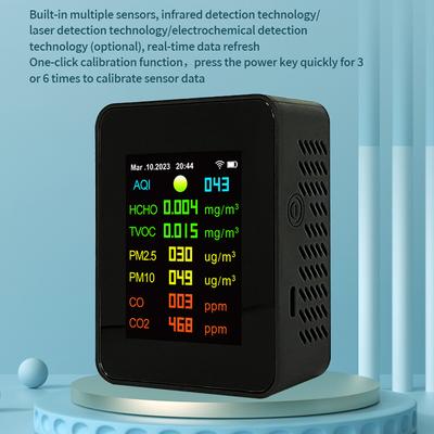 Tuya Wifi Taşınabilir Hava Kalitesi Ölçer 7in1 PM2.5 PM10 Karbonik Oksit Karbon Dioksit TVOC HCHO AQI