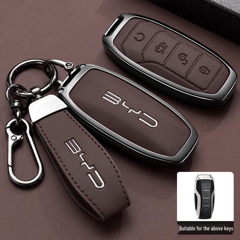 Premium Car Key Bag with Buckle for BYD Han, Qin Plus, Song Pro, Tang, Dolphin, and E9