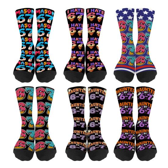 Mason 67 Baseball Socks Funny Cream Drips Six Seven Socks Stretchy Colorful Socks Birthday Xmas Gift for Women Friends