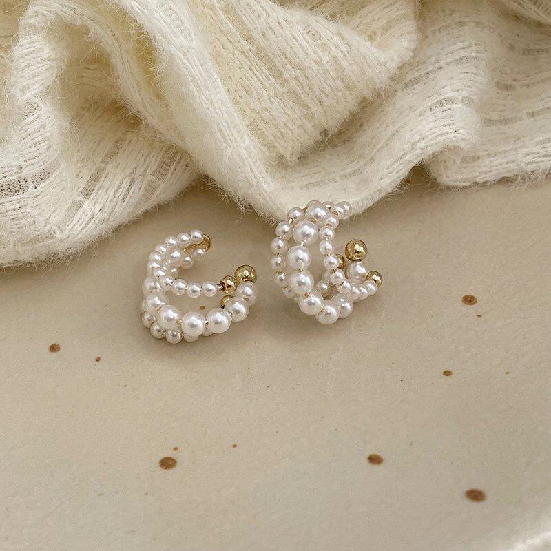 Multi-layer Pearl No-Piercing Ear Cuff - Elegant French Style High-End Earrings for Women