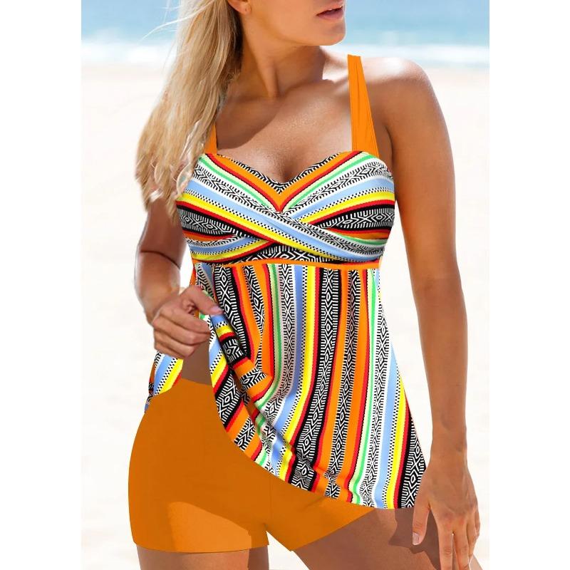 Women's Swimwear Tankini 2 Piece Regular Swimsuit 2 Piece Leopard Pattern Printed Pattern Halter Swimsuit Sports Beachwear S-6XL