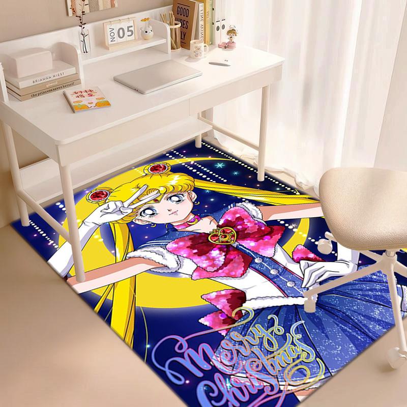 Cute Cartoon Theme Sailor Moon Tsukino Usagi Cartoon Rug Multifunctional Household Anti-slip Decorative Door Mat, Outdoor Floor Mat, and Carpet Y7