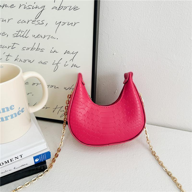 Стильная новая мини-сумка-полумесяц на плечо для детей Модная унисекс сумка через плечо фуксия