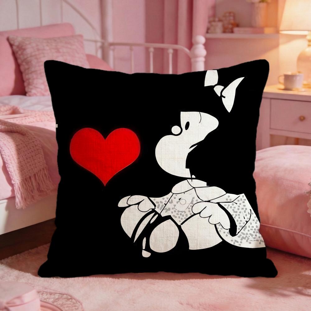MMafaldaS Cute Cartoon Cushion Cover Premium Comfort Reversible Pillow Cove Two In One Design For Any Room Car Interior