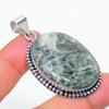 Natural Seraphinite Gemstone Handmade 925 Steling Silver Jewelry Pendant 2.13" AP-16798