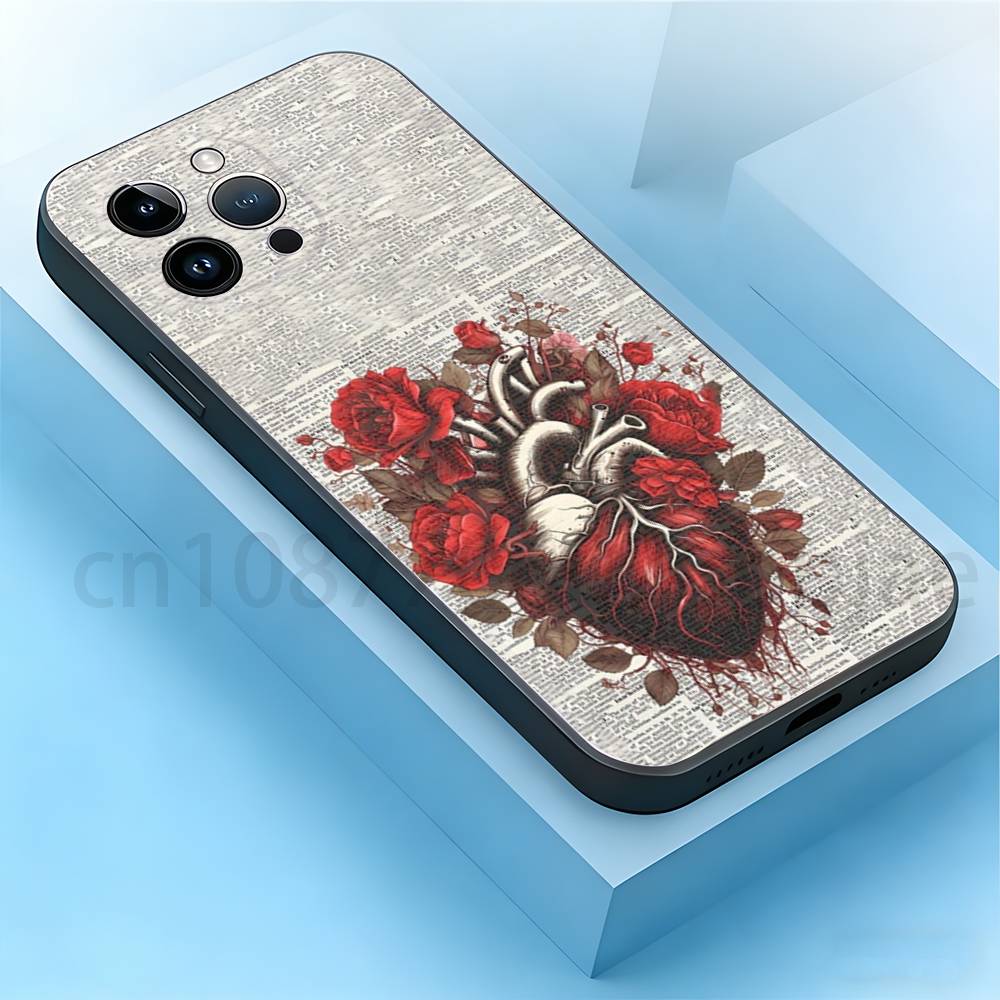 Medical Art Human Anatomy Phone Case For iPhone 17,16,15,14,13,12,11,Pro,Max,Plus,Mini, Anti Fall Black Matte Soft Bumper iPhone14Plus