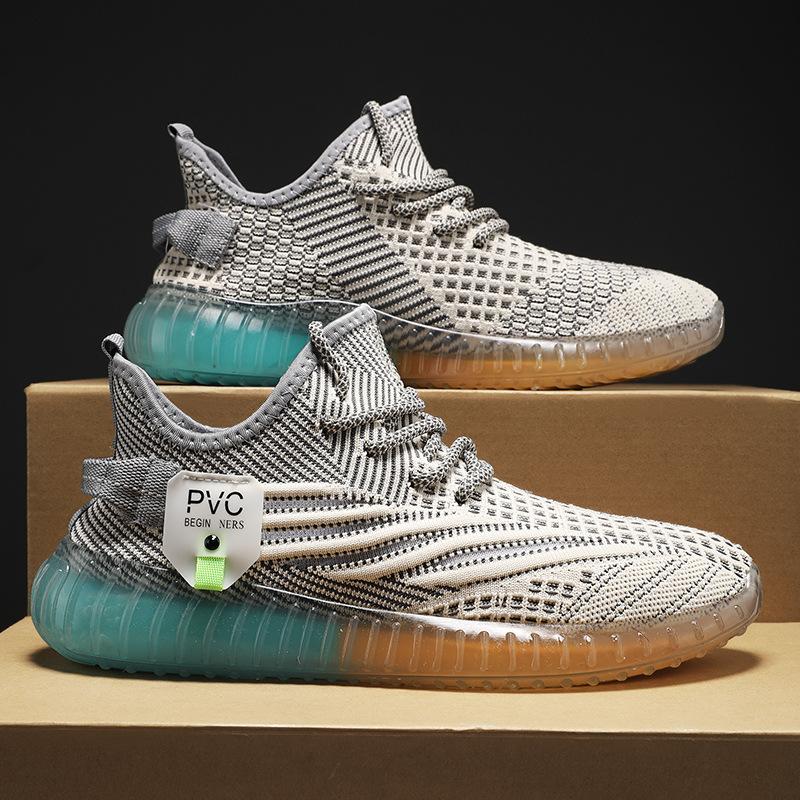 

Flying woven shoes men s new sports canvas trendy shoes breathable mesh shoes trendy versatile casual board shoes coconut men s shoes 44 сірий колір