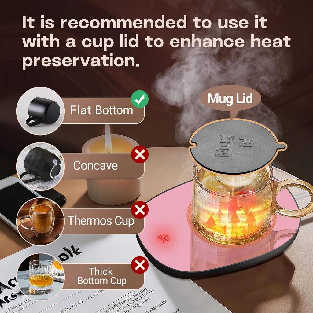 Coffee Mug Warmer for Desk with Auto Shut Off, Coffee Cup Warmer for Desk with Auto Shut Off, 3 Adjustable Temperature Settings & 8 Hours Auto