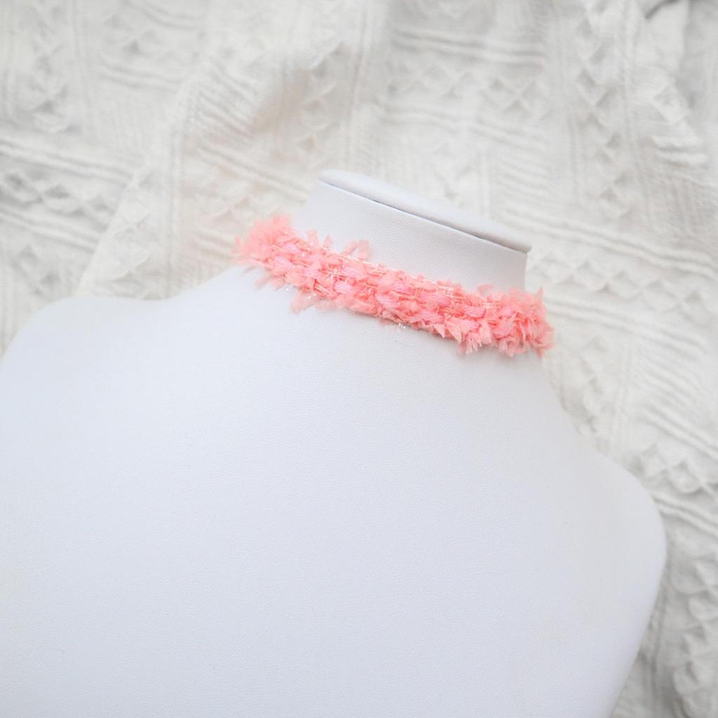 Peach Pink Fluffy Choker Clavicle Chain - Fairy Style High-End Women's Jewelry Necklace