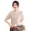2026 New Summer Short Sleeve Ice Silk T-shirt for Young, Middle-Aged, and Elderly Women - Chinese National Style