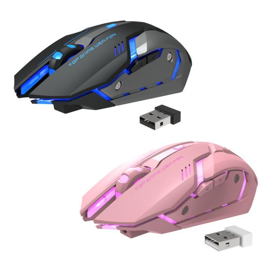 Mouse Ottico Wireless Ricaricabile USB T1 Ergonomico 2.4G Silenzioso Retroilluminato per Gaming