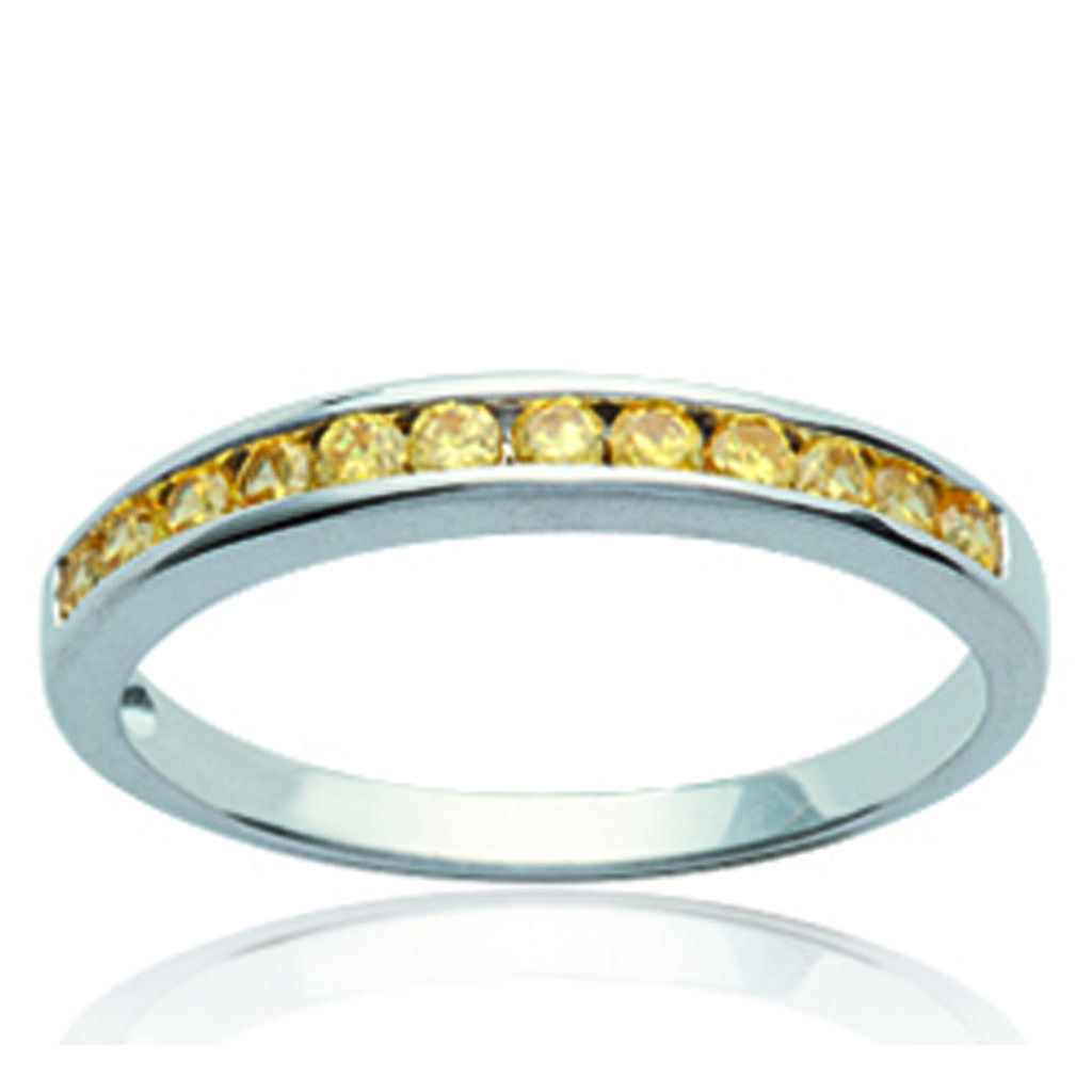 Silver Ring 'Goddess' Silvery Yellow Topaz (rhodium) - 3 Mm