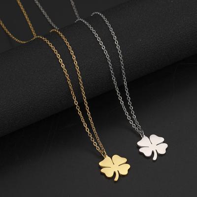 2024 Lycko Hänge Halsband Rostfritt Stål Guld Färg Dubbla Lager Kedja Halsband för Kvinnor Flickor Smycken Gåva