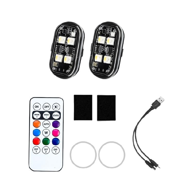 1/2/4/6/8pcs LED Emergency Warning Lights with Remote Control 8 Color Wireless LED Strobe Light USB Charging Waterproof