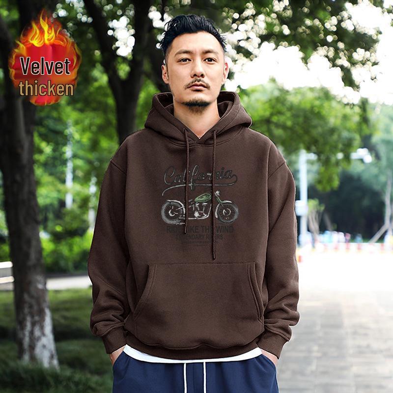 Men's Oversized Hooded Fleece-Lined Sweatshirt - Trendy Spring & Autumn Jacket