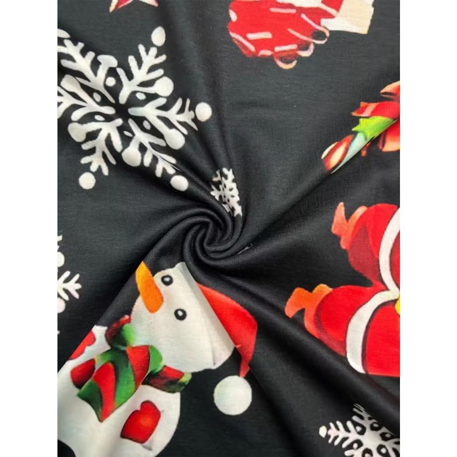 XL-7XL Plus Size Women's Men Christmas Casual 3D Print Loose V Neck Short Sleeved T-shirt Top