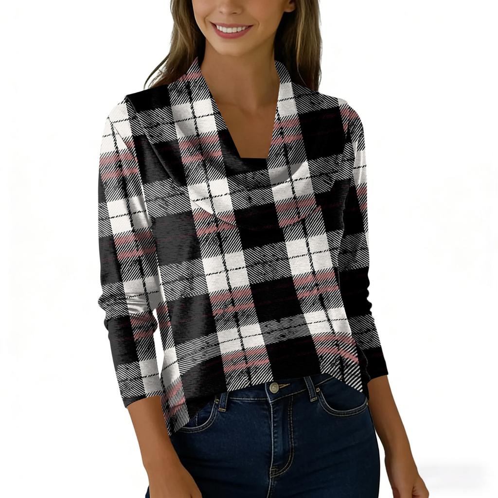 Women's Casual And Fashionable Round Neck Long Sleeved Printed Top Sweater