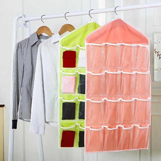 Candy Color 16 kieszeni siatkowych przezroczysta bielizna skarpetki torba do przechowywania wiszący woreczek