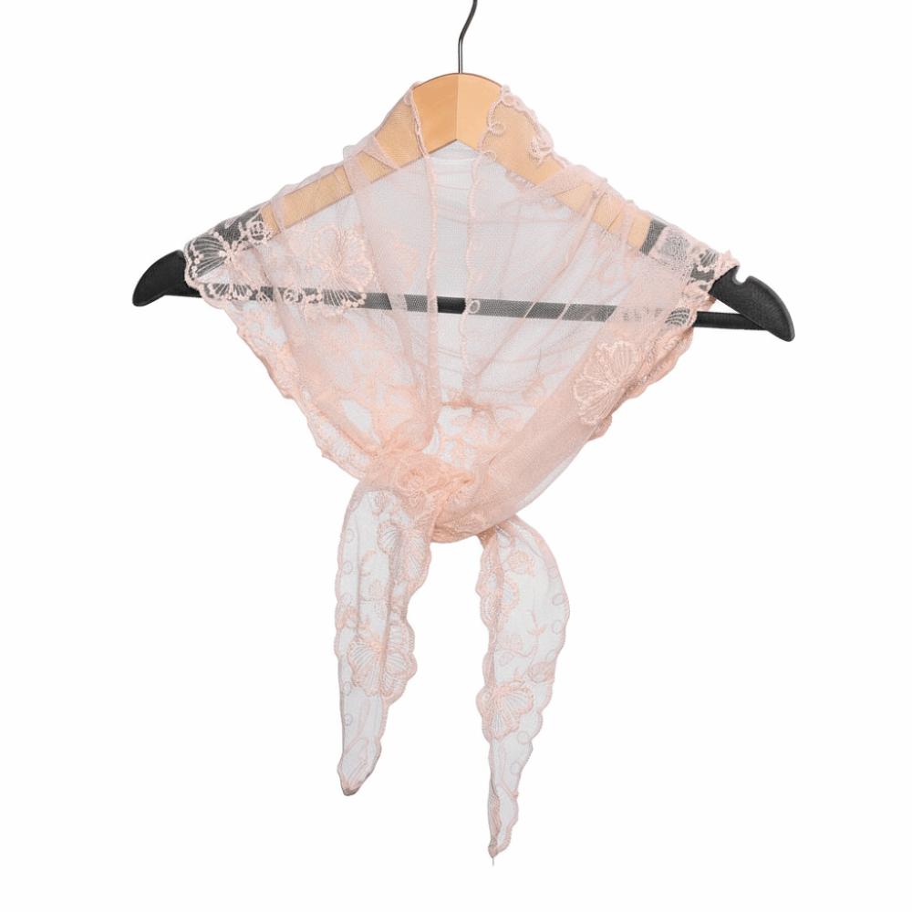 Elegant Embroidered Flower Lace Scarf Breathable Mesh Lightweight Triangle Scarf Silk Scarf Spring