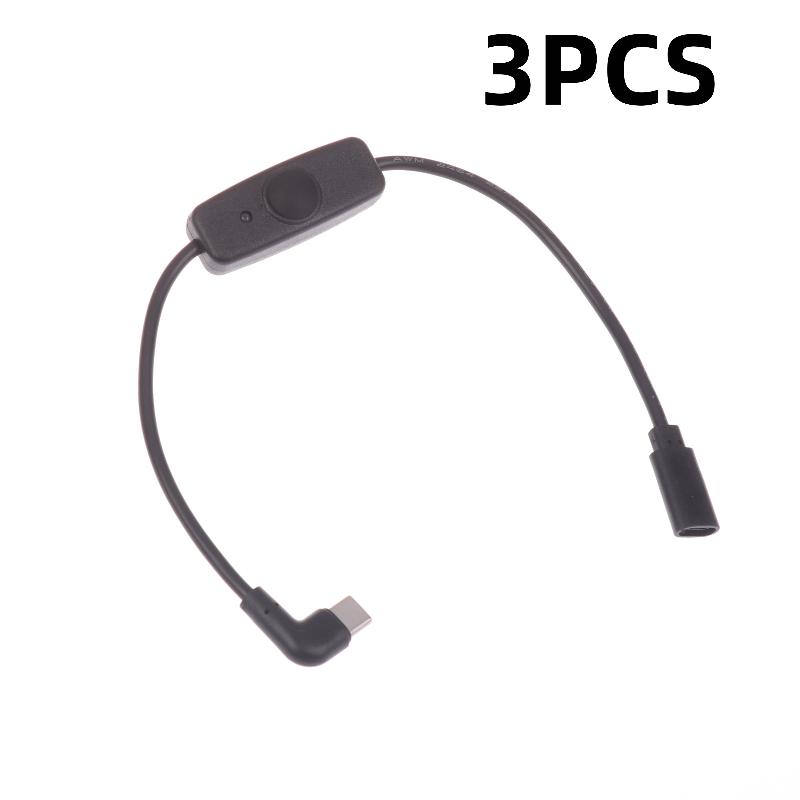 1/3Pcs USB-C To Type C Power Supply Cord 5V2A Short USB C Extension Cable With ON Off Switch For USB Fan LED Strips Desk Lamp